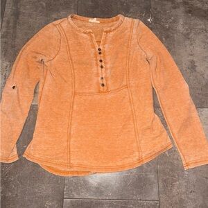 Orange Long Sleeve Henley Top
